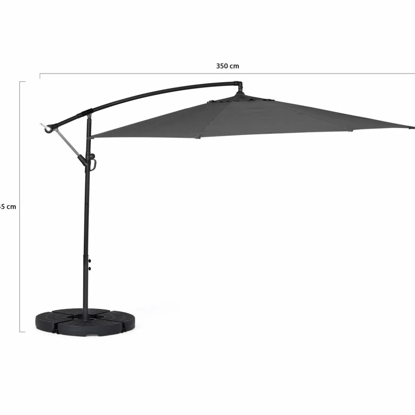 IDMarket Parasol déporté rotatif 350 cm coloris gris* Parasols