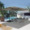 IDMarket Parasol déporté rotatif 3x4 m taupe "60° avec 4 dalles et housse* Parasols