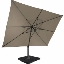 IDMarket Parasol déporté rotatif 3x4 m taupe