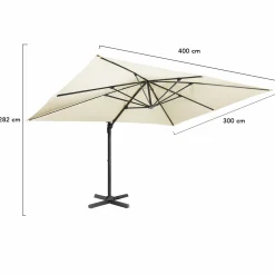 IDMarket Parasol déporté 3x4 m écru* Parasols