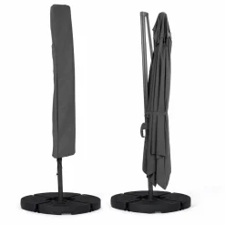 IDMarket Parasol déporté 3x4 m gris* Parasols