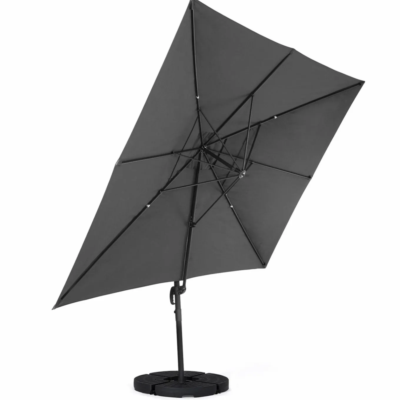 IDMarket Parasol déporté 3x4 m gris* Parasols