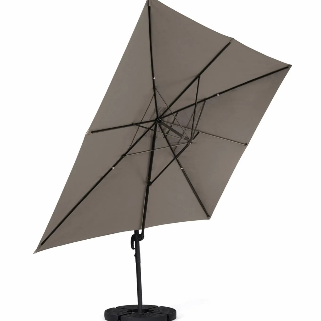 IDMarket Parasol déporté 3x4 m rotatif 360 coloris taupe* Parasols