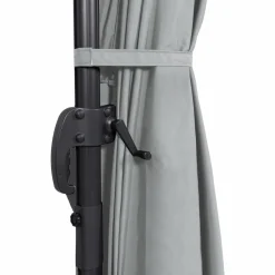 IDMarket Parasol déporté 3x4 m rotatif 360 gris clair avec 4 dalles* Parasols