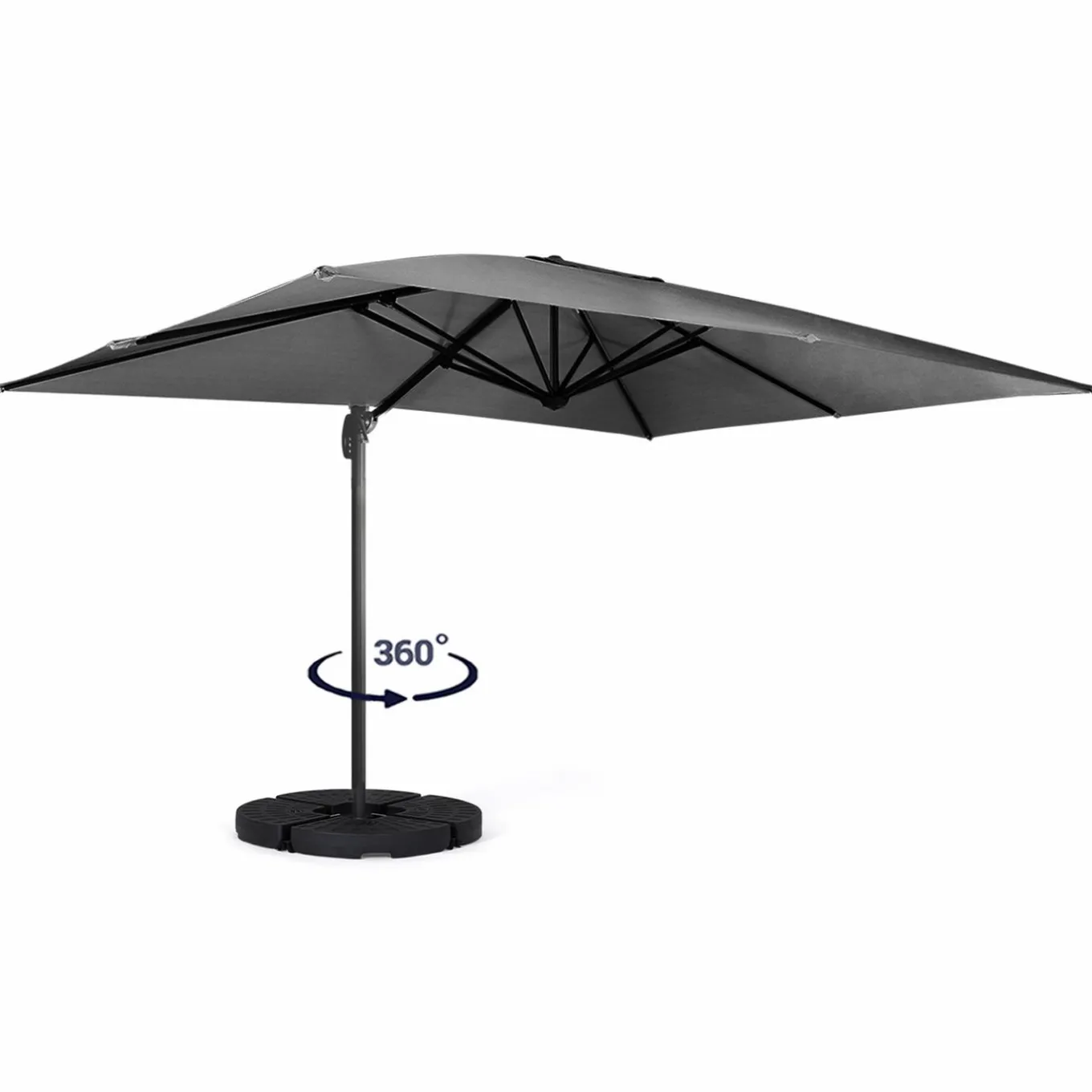 IDMarket Parasol déporté 3x3 m rotatif 360 coloris gris* Parasols