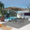 IDMarket Parasol rectangulaire déporté 3x4m taupe* Parasols