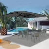 IDMarket Parasol rectangulaire déporté 3x4 m gris* Parasols
