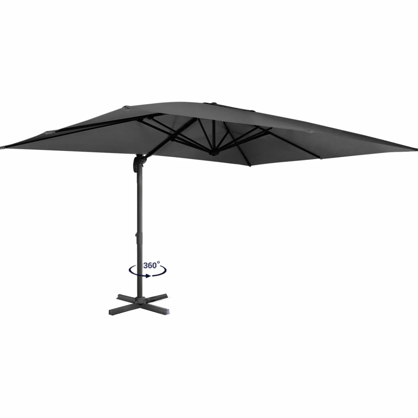 IDMarket Parasol rectangulaire déporté 3x4 m gris* Parasols