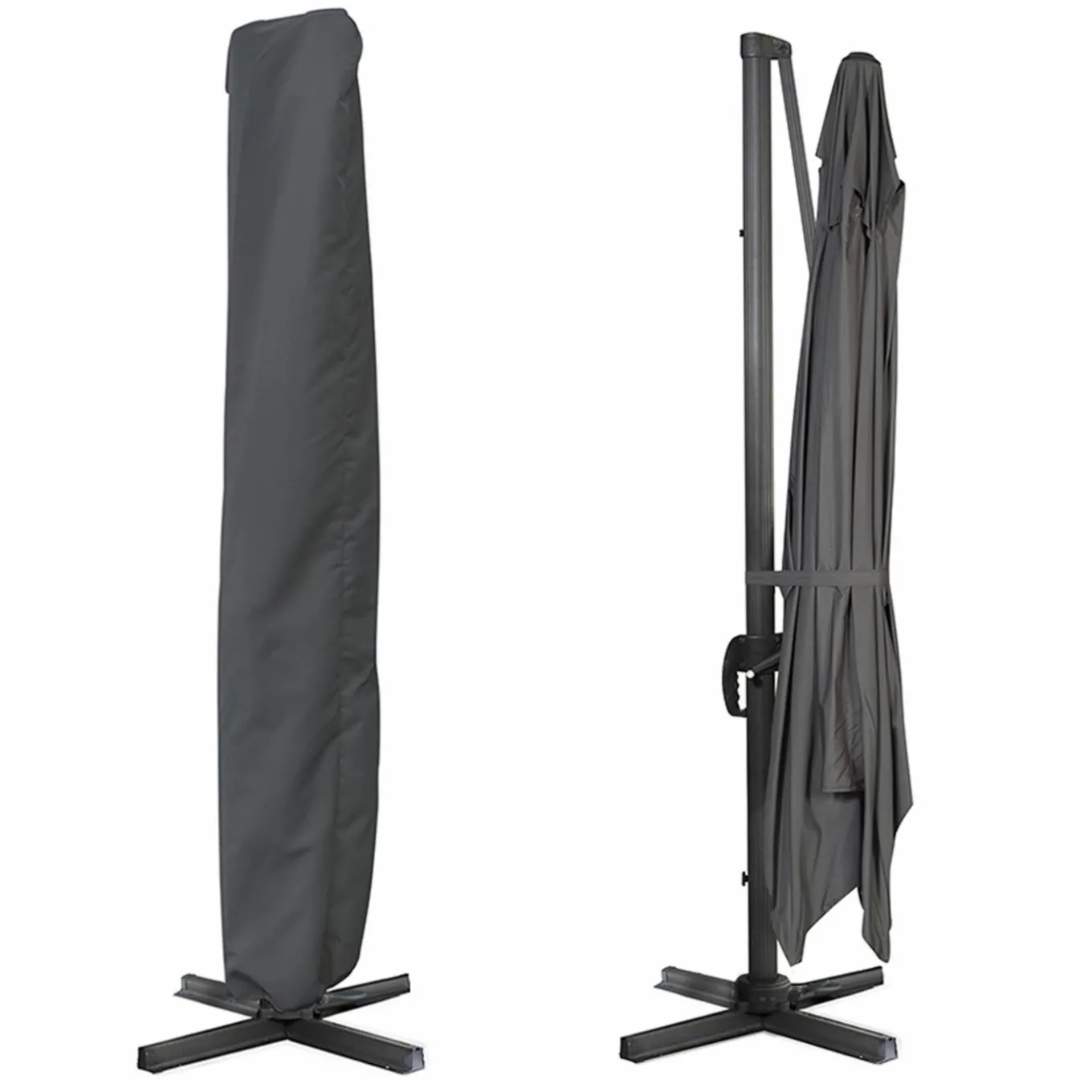 IDMarket Parasol rectangulaire déporté 3x4 m gris* Parasols