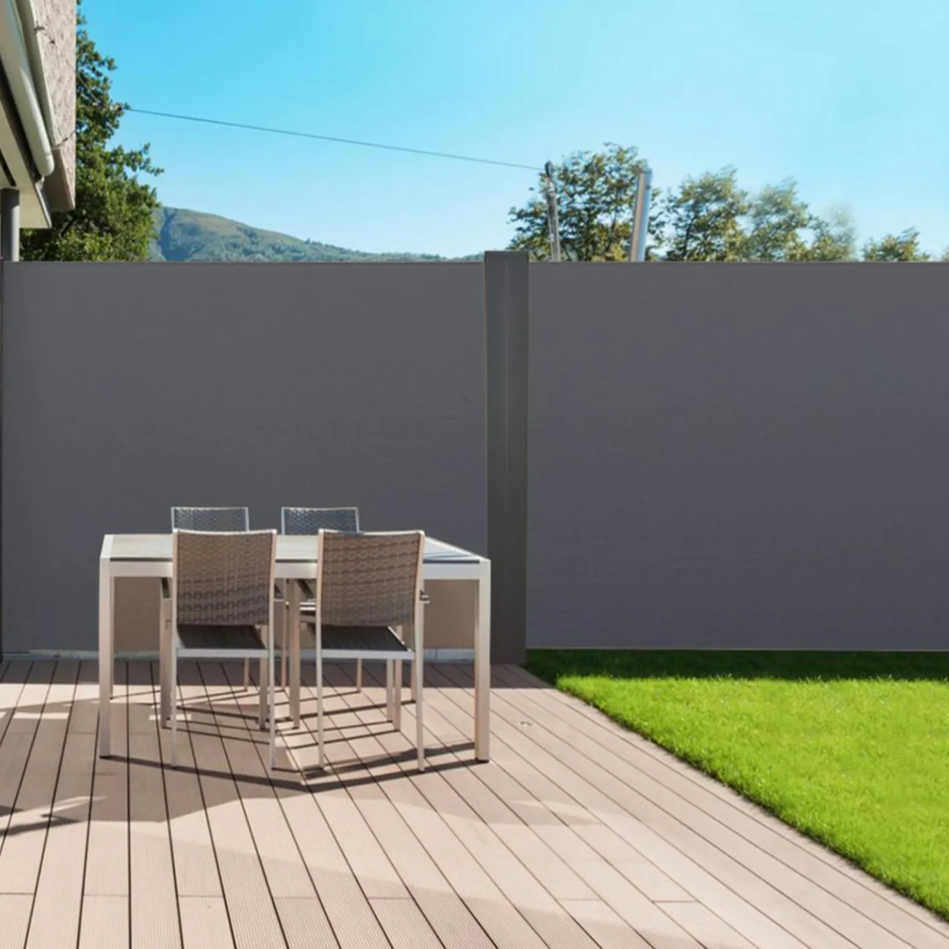 IDMarket Paravent double rétractable 180 x 800 cm gris anthracite* Paravents Extérieurs