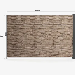 IDMarket Paravent extérieur rétractable 400x180 cm store latéral motif pierre* Paravents Extérieurs