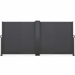IDMarket Paravent rétractable double gris anthracite* Paravents Extérieurs