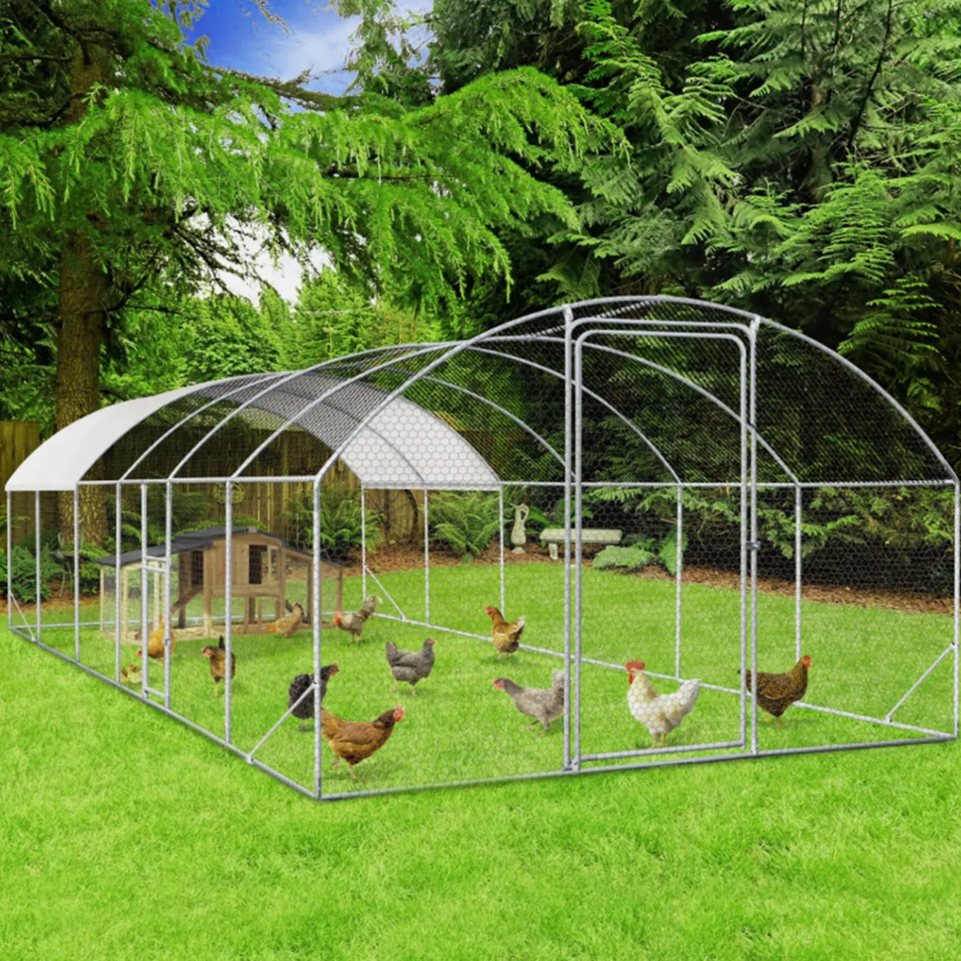 IDMarket Parc à poules grillagé 22,5 m²* Volières Et Enclos