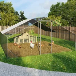 IDMarket Parc à poules grillagé 16 m²* Volières Et Enclos