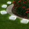 IDMarket Pavés solaires en verre 4 LEDS blanches éclairage de jardin* Eclairages D'Ambiance