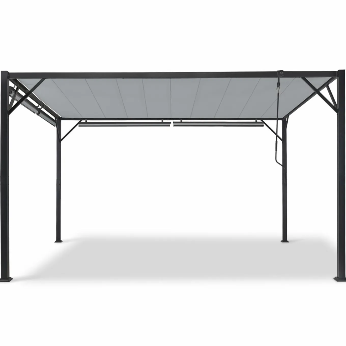IDMarket Pergola acier lames orientables 3x4 m avec 4 stores gris clair* Tonnelles De Jardin|Pergolas