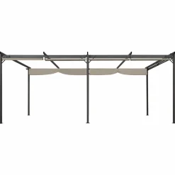 IDMarket Pergola au toit rétractable avec 6 stores coloris taupe* Tonnelles De Jardin|Pergolas