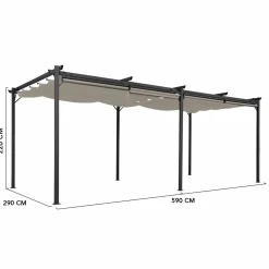 IDMarket Pergola au toit rétractable avec 6 stores coloris taupe* Tonnelles De Jardin|Pergolas