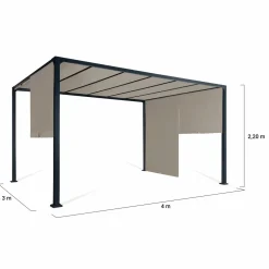 IDMarket Pergola avec rideaux coulissants taupe 3x4m* Tonnelles De Jardin|Pergolas