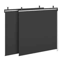 IDMarket Pergola bioclimatique 3x4M lames orientables et stores gris anthracite* Pergolas