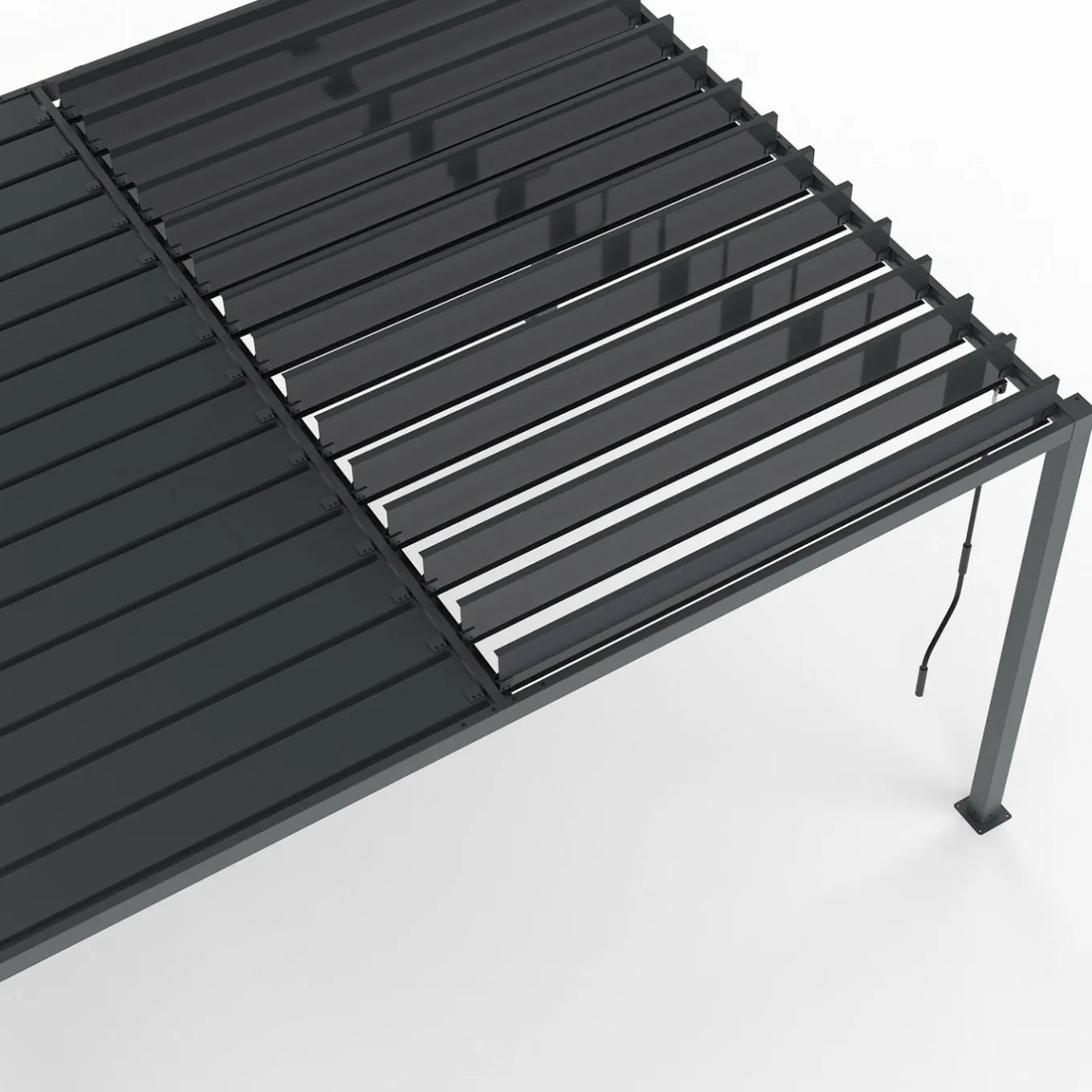 IDMarket Pergola bioclimatique 3x4M lames orientables et stores gris anthracite* Pergolas