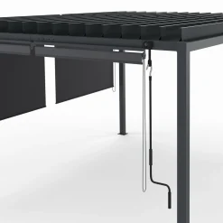 IDMarket Pergola bioclimatique 3x4M lames orientables et stores gris anthracite* Pergolas