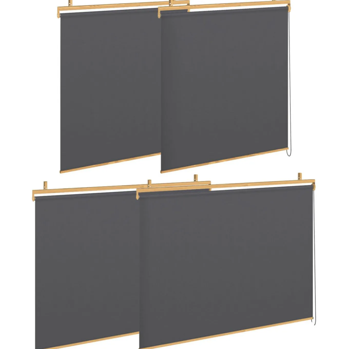 IDMarket Pergola effet bois 3x4 M toit rétractable et 4 stores gris anthracite* Tonnelles De Jardin|Pergolas