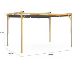 IDMarket Pergola effet bois 3x4 M toit rétractable et 4 stores gris anthracite* Tonnelles De Jardin|Pergolas