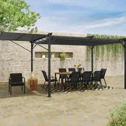 IDMarket Pergola gris anthracite 3x4M avec auvent et toit réglable* Tonnelles De Jardin|Pergolas
