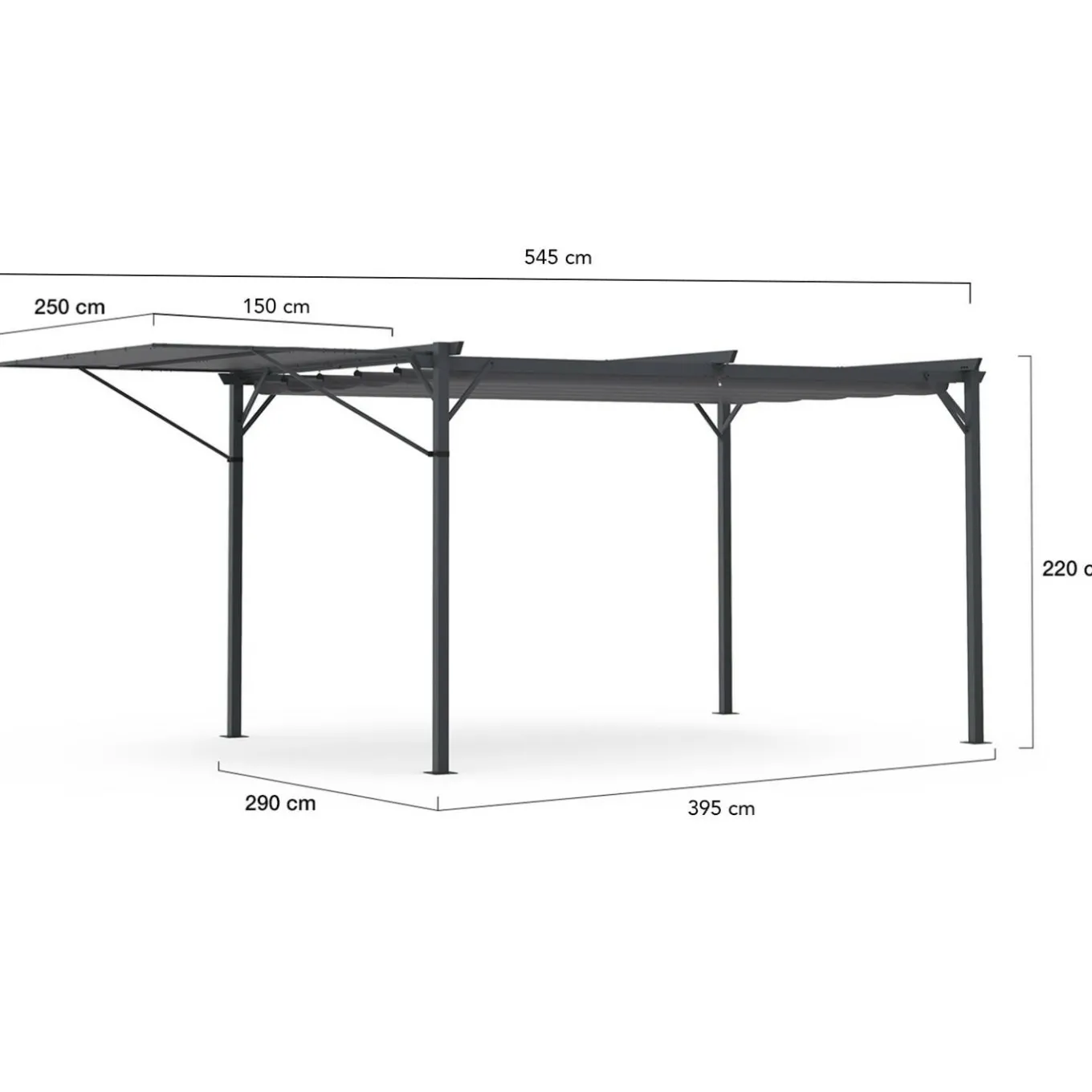IDMarket Pergola gris anthracite 3x4M avec auvent et toit réglable* Tonnelles De Jardin|Pergolas