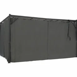 IDMarket Pergola lames orientables avec 4 rideaux gris 3x4 M* Tonnelles De Jardin|Pergolas