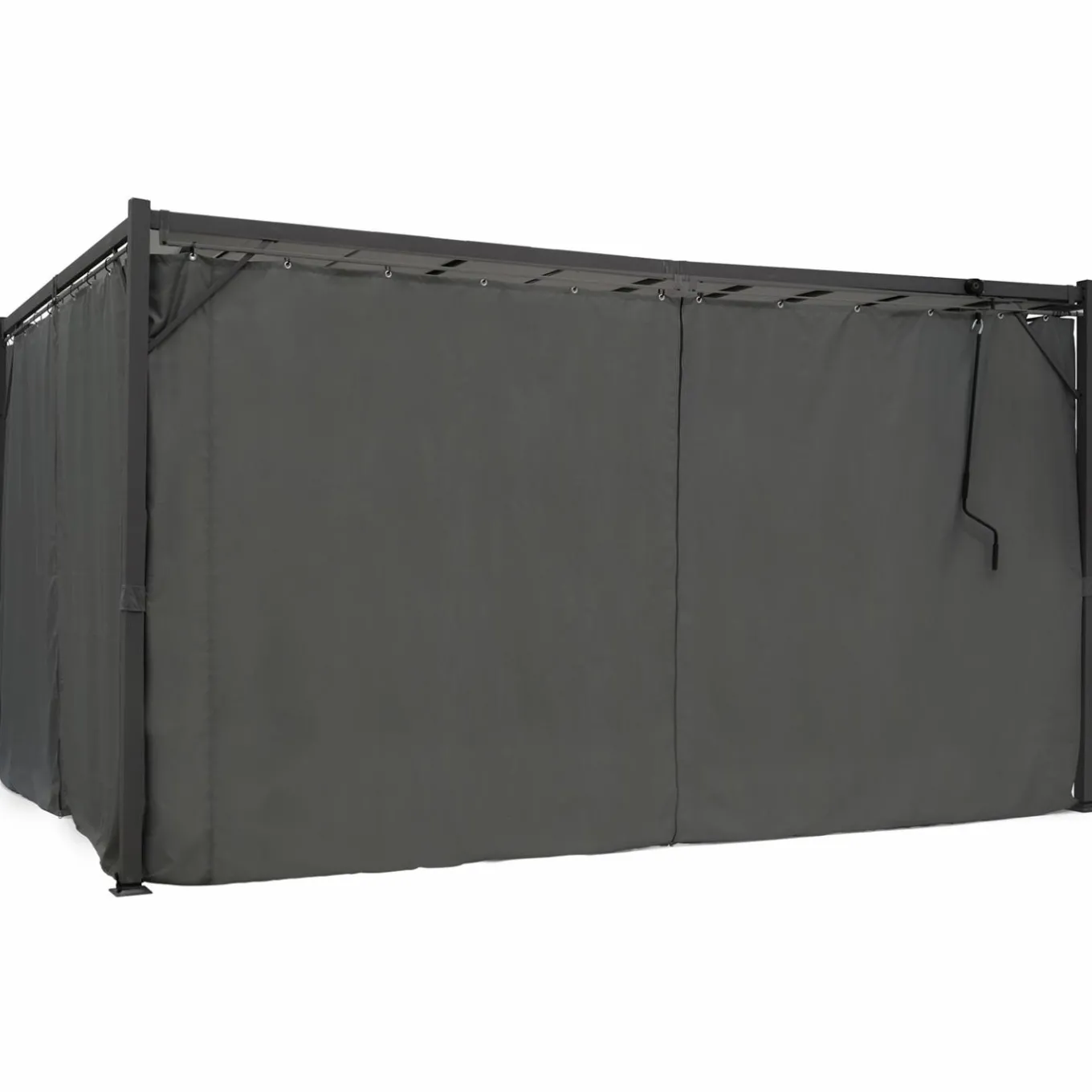 IDMarket Pergola lames orientables avec 4 rideaux gris 3x4 M* Tonnelles De Jardin|Pergolas
