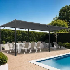 IDMarket Pergola lames orientables gris anthracite 3x6m* Tonnelles De Jardin|Pergolas