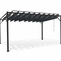 IDMarket Pergola lames orientables gris anthracite* Tonnelles De Jardin|Pergolas