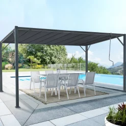 IDMarket Pergola lames orientables gris anthracite* Tonnelles De Jardin|Pergolas