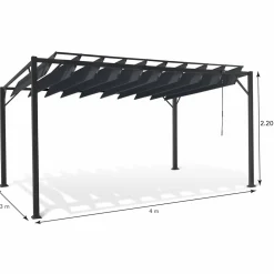 IDMarket Pergola lames orientables gris anthracite* Tonnelles De Jardin|Pergolas