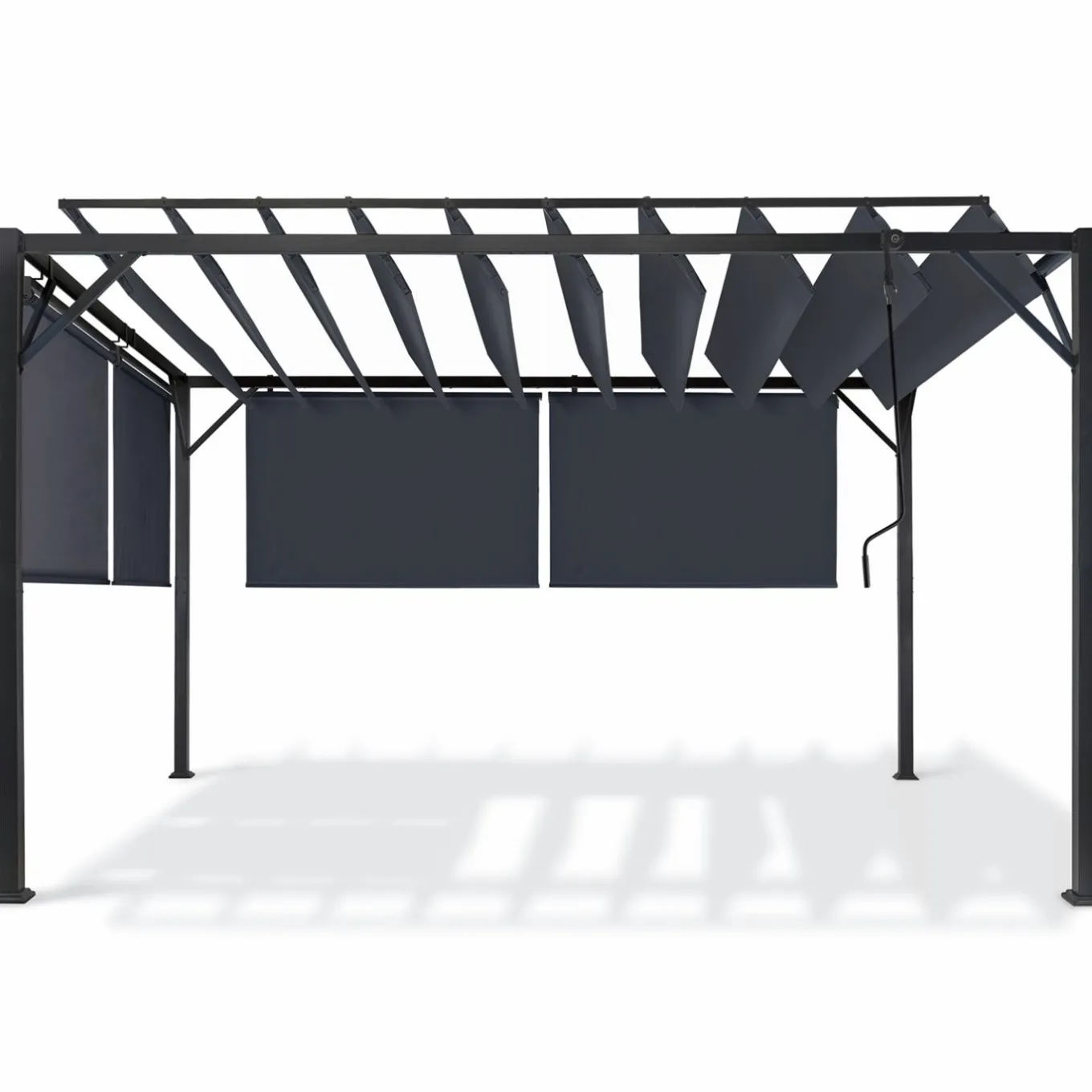 IDMarket Pergola lames orientables et stores gris anthracite* Tonnelles De Jardin|Pergolas