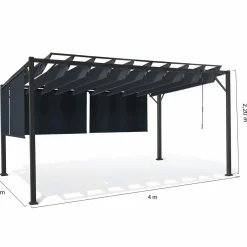 IDMarket Pergola lames orientables et stores gris anthracite* Tonnelles De Jardin|Pergolas