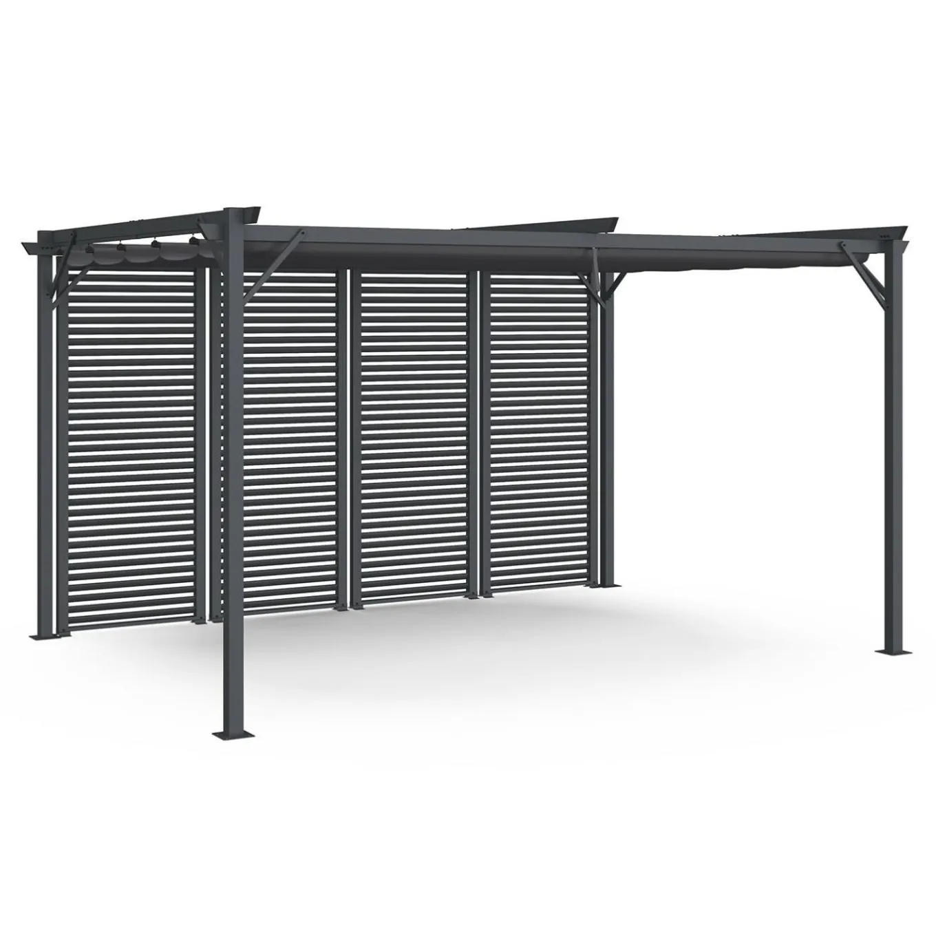 IDMarket Pergola persienne 3x4M gris anthracite avec toit rétractable et 4 pans modulables* Tonnelles De Jardin|Pergolas