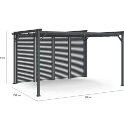 IDMarket Pergola persienne 3x4M gris anthracite avec toit rétractable et 4 pans modulables* Tonnelles De Jardin|Pergolas