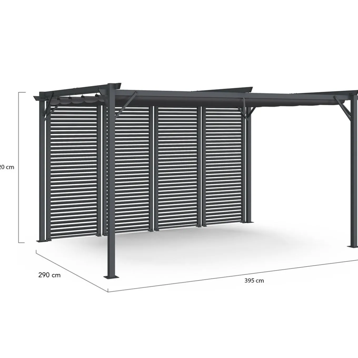 IDMarket Pergola persienne 3x4M gris anthracite avec toit rétractable et 4 pans modulables* Tonnelles De Jardin|Pergolas