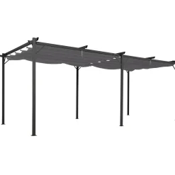 IDMarket Pergola rétractable gris 6 pieds en acier 3x6 m et toile polyester* Tonnelles De Jardin|Pergolas
