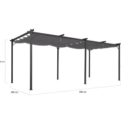 IDMarket Pergola rétractable gris 6 pieds en acier 3x6 m et toile polyester* Tonnelles De Jardin|Pergolas