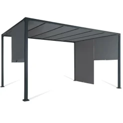 IDMarket Pergola toile coulissante en métal gris* Tonnelles De Jardin|Pergolas