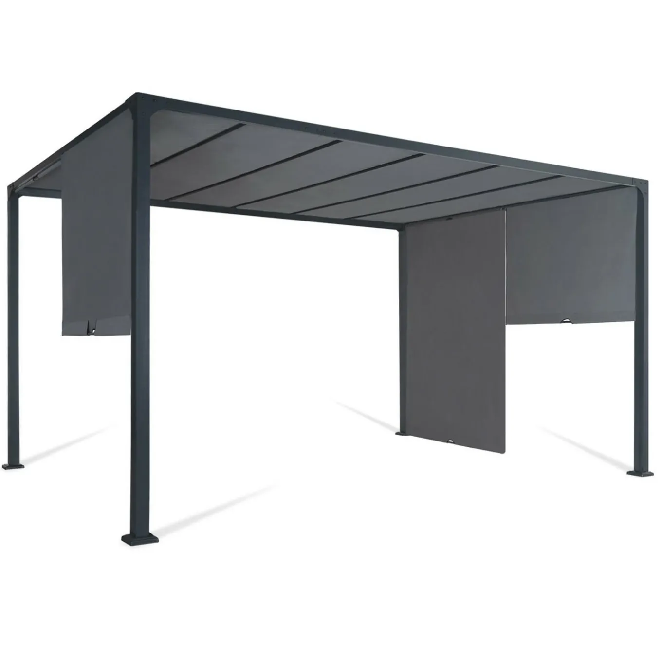 IDMarket Pergola toile coulissante en métal gris* Tonnelles De Jardin|Pergolas