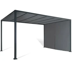 IDMarket Pergola toile coulissante en métal gris* Tonnelles De Jardin|Pergolas