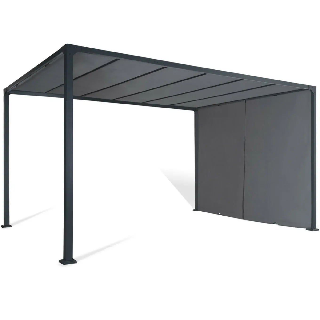 IDMarket Pergola toile coulissante en métal gris* Tonnelles De Jardin|Pergolas