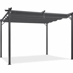 IDMarket Pergola toit rétractable gris 3x4 M* Tonnelles De Jardin|Pergolas
