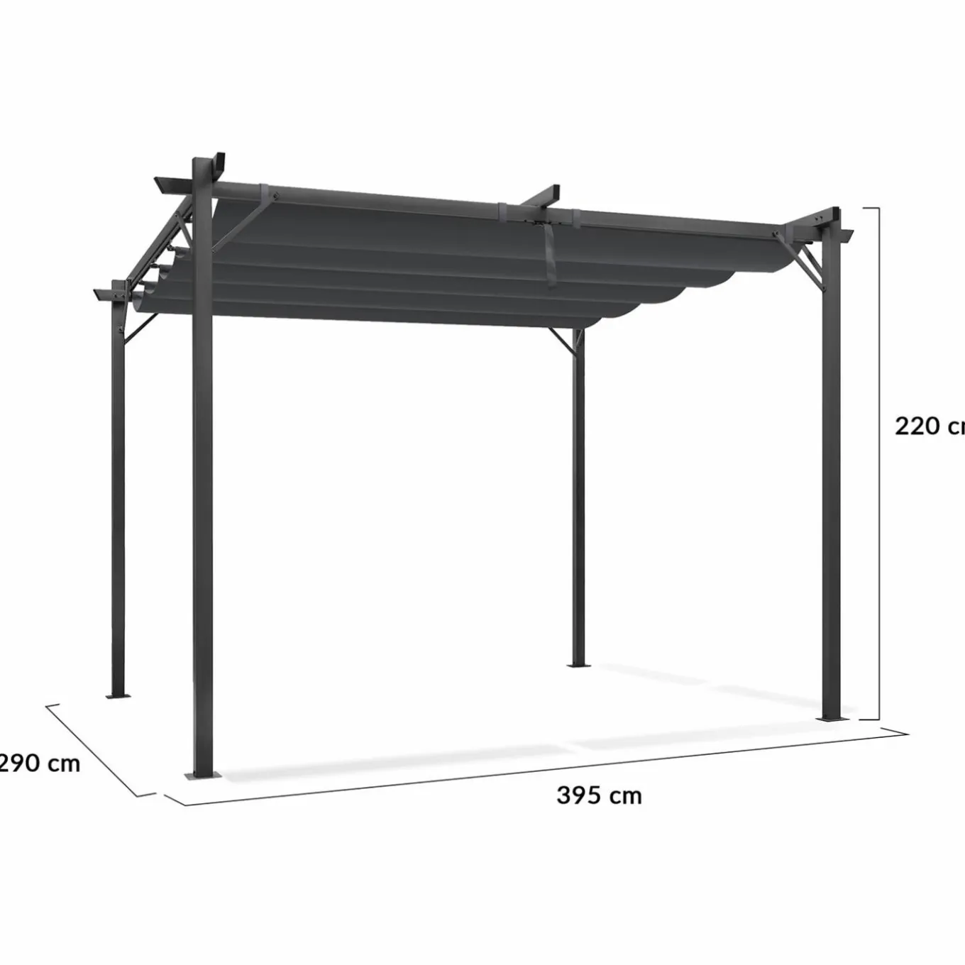 IDMarket Pergola toit rétractable gris 3x4 M* Tonnelles De Jardin|Pergolas