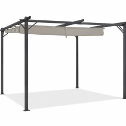 IDMarket Pergola toit rétractable taupe 3x4 M* Tonnelles De Jardin|Pergolas